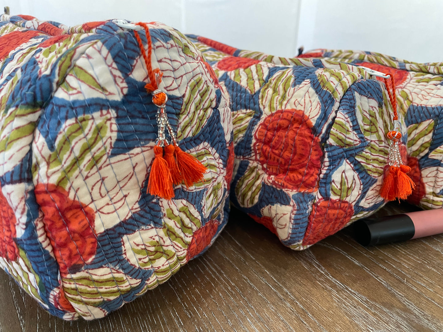 Blossom Bloom Handblock Printed Multiuse Pouch (All three are Small)