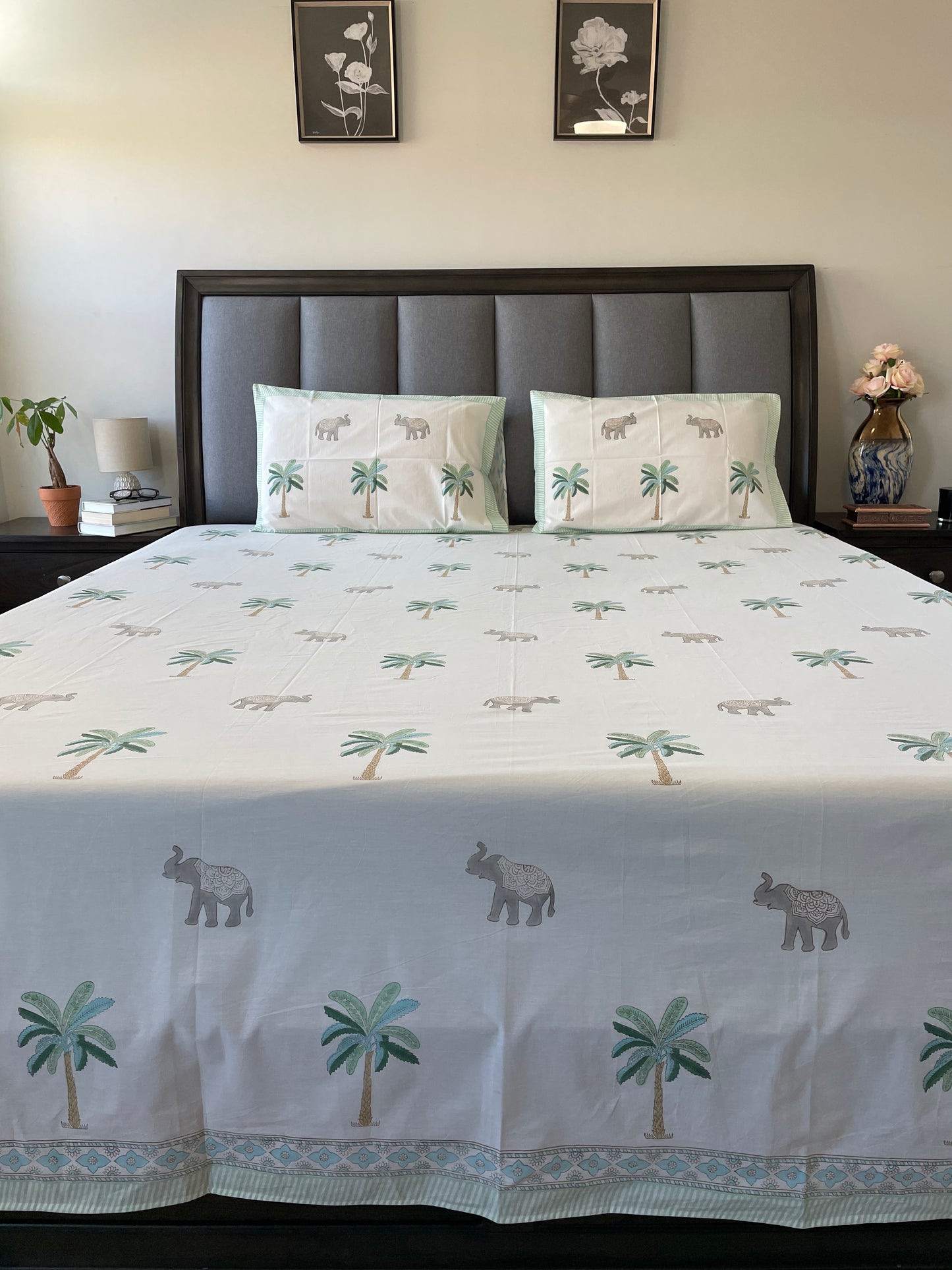 Tropical Retreat Handblock Printed Cotton Bedsheet