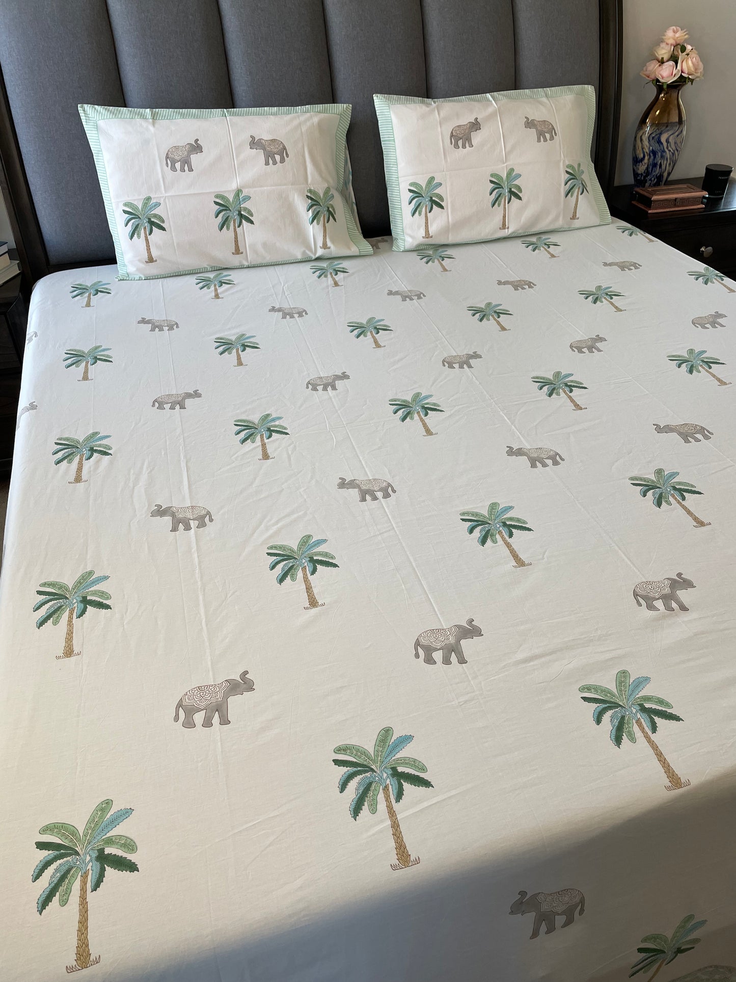 Tropical Retreat Handblock Printed Cotton Bedsheet
