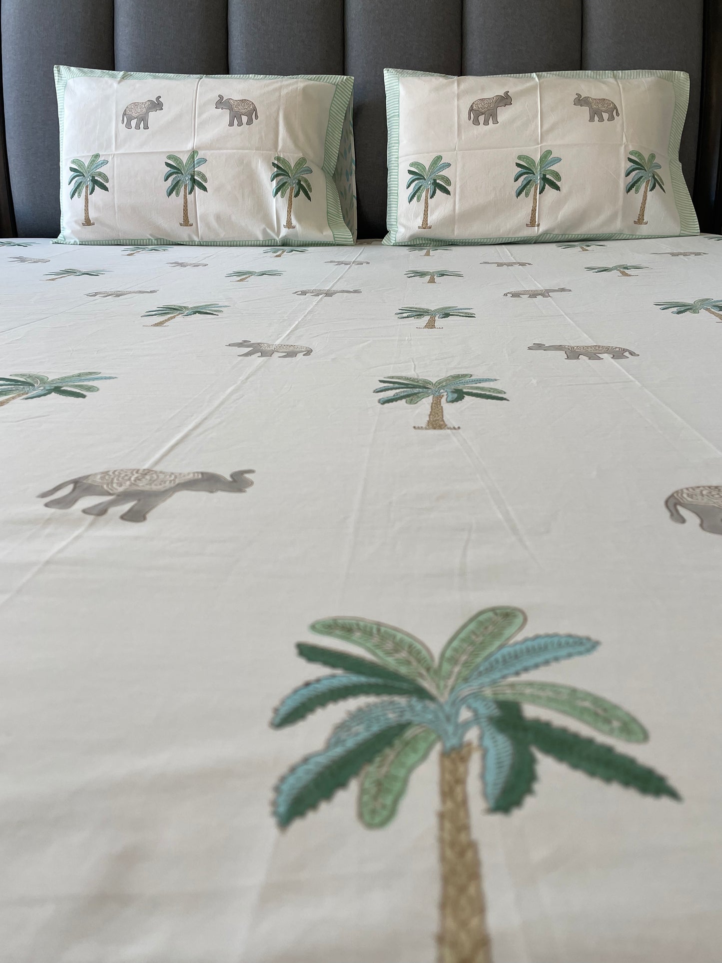 Tropical Retreat Handblock Printed Cotton Bedsheet