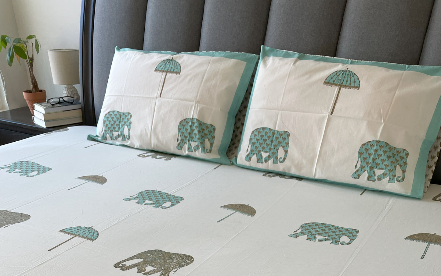 Elephant Canopy Handblock Printed Cotton Bedsheet