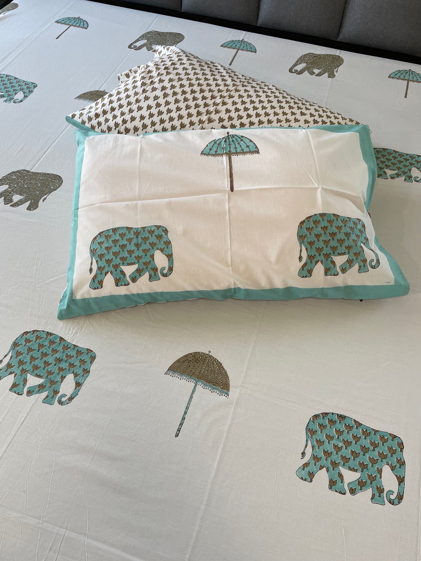 Elephant Canopy Handblock Printed Cotton Bedsheet