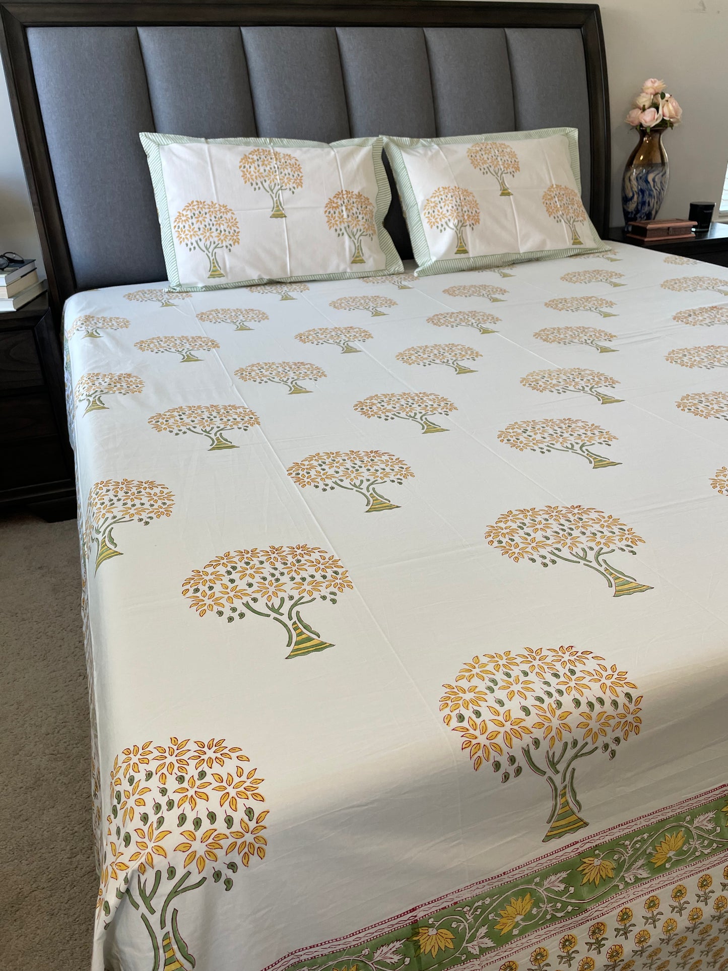 Mango Dreams Handblock Printed Cotton Bedsheet