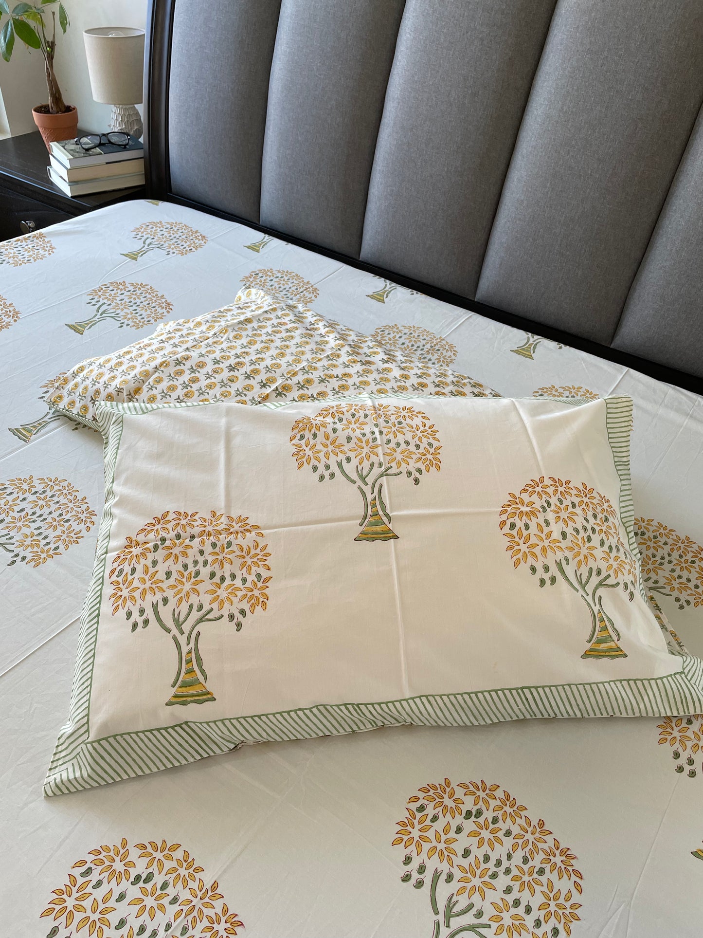 Mango Dreams Handblock Printed Cotton Bedsheet
