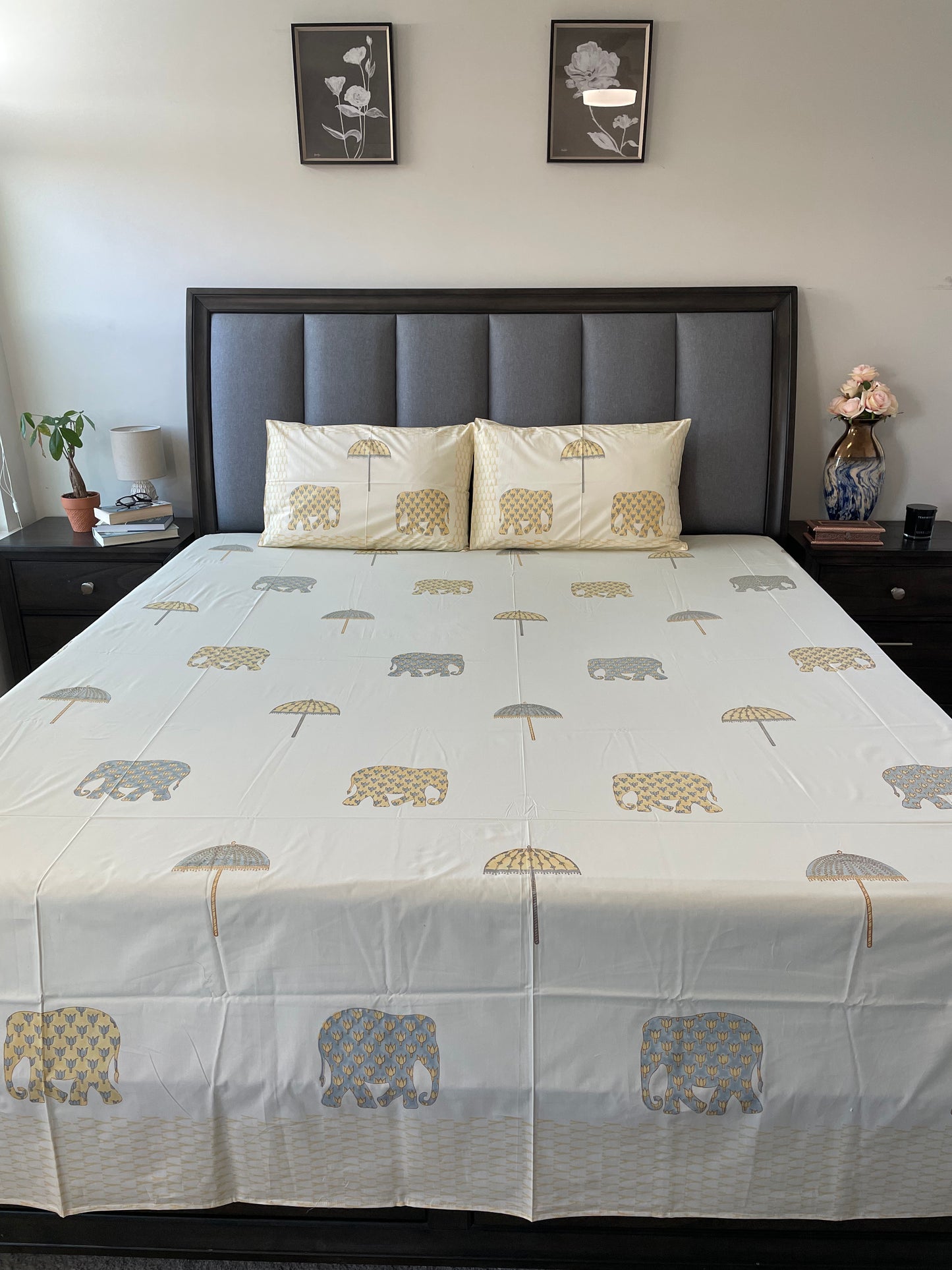 Elephant Parade Umbrella Bliss Handblock Printed Cotton Bedsheet