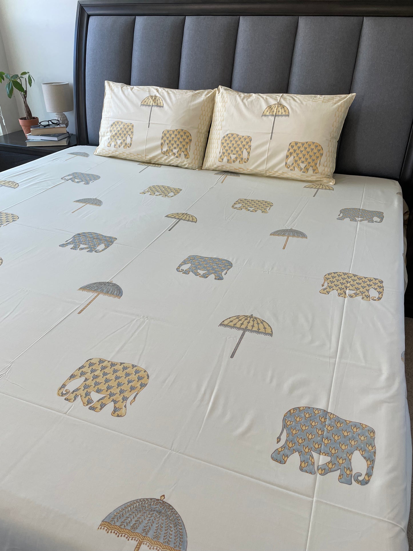 Elephant Parade Umbrella Bliss Handblock Printed Cotton Bedsheet