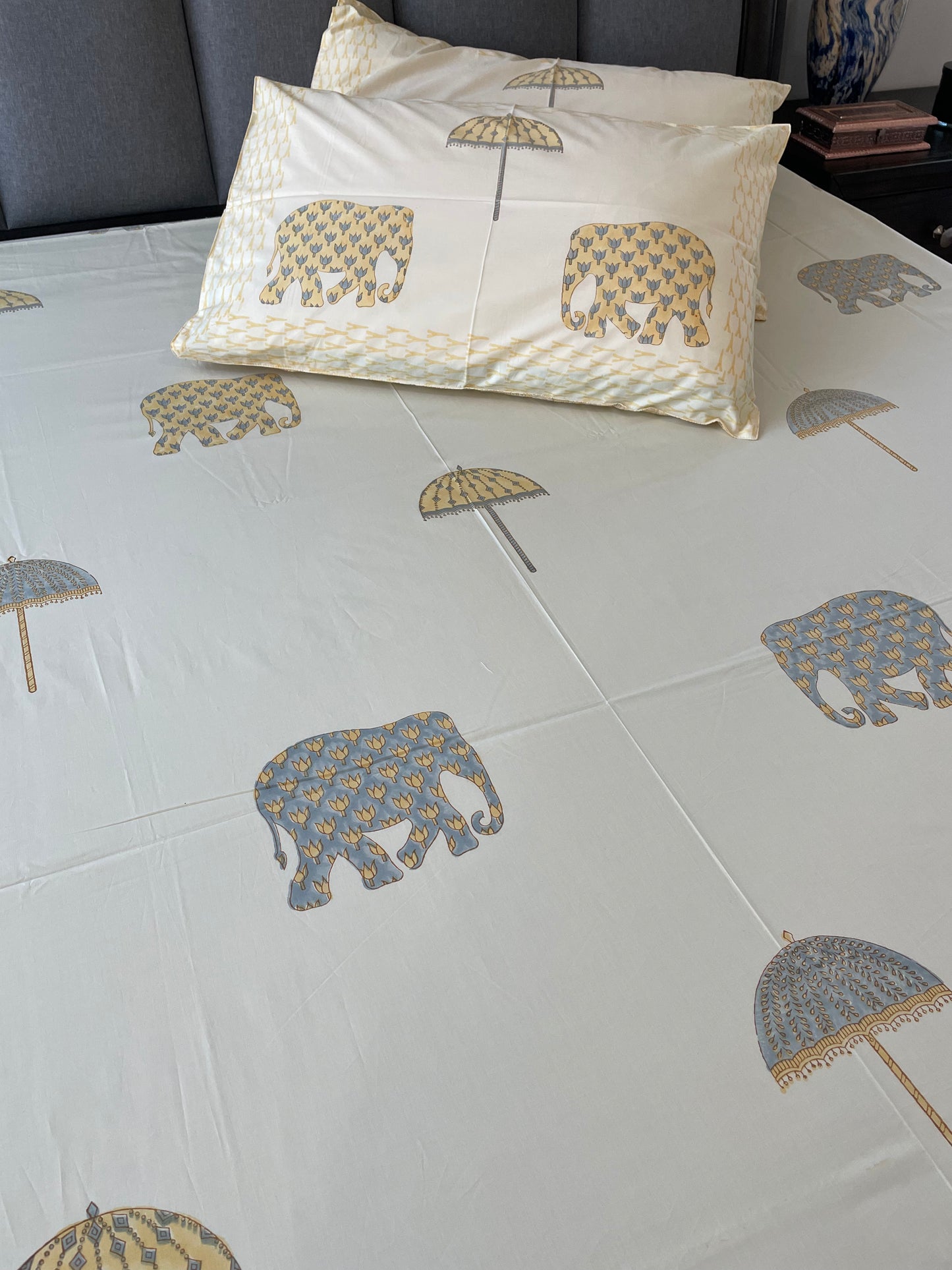 Elephant Parade Umbrella Bliss Handblock Printed Cotton Bedsheet
