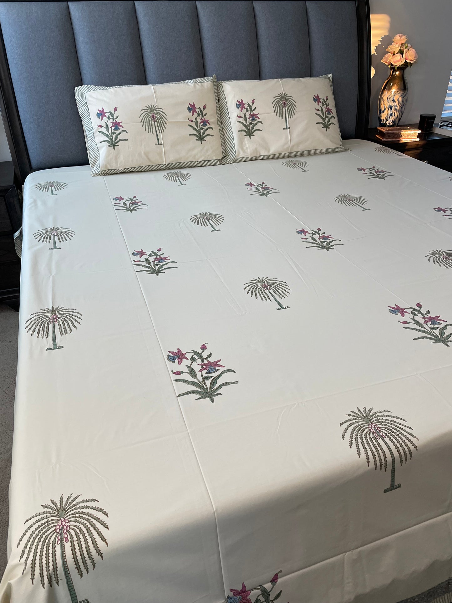 Nature's Canvas Handblock Printed Cotton Bedsheet