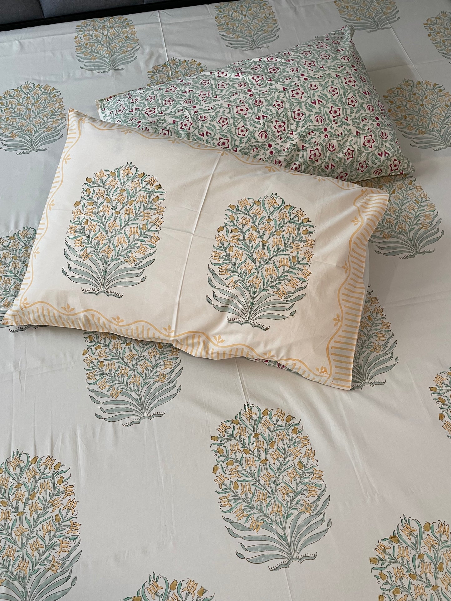 Sunshine Bloom Handblock Printed Cotton Sheet