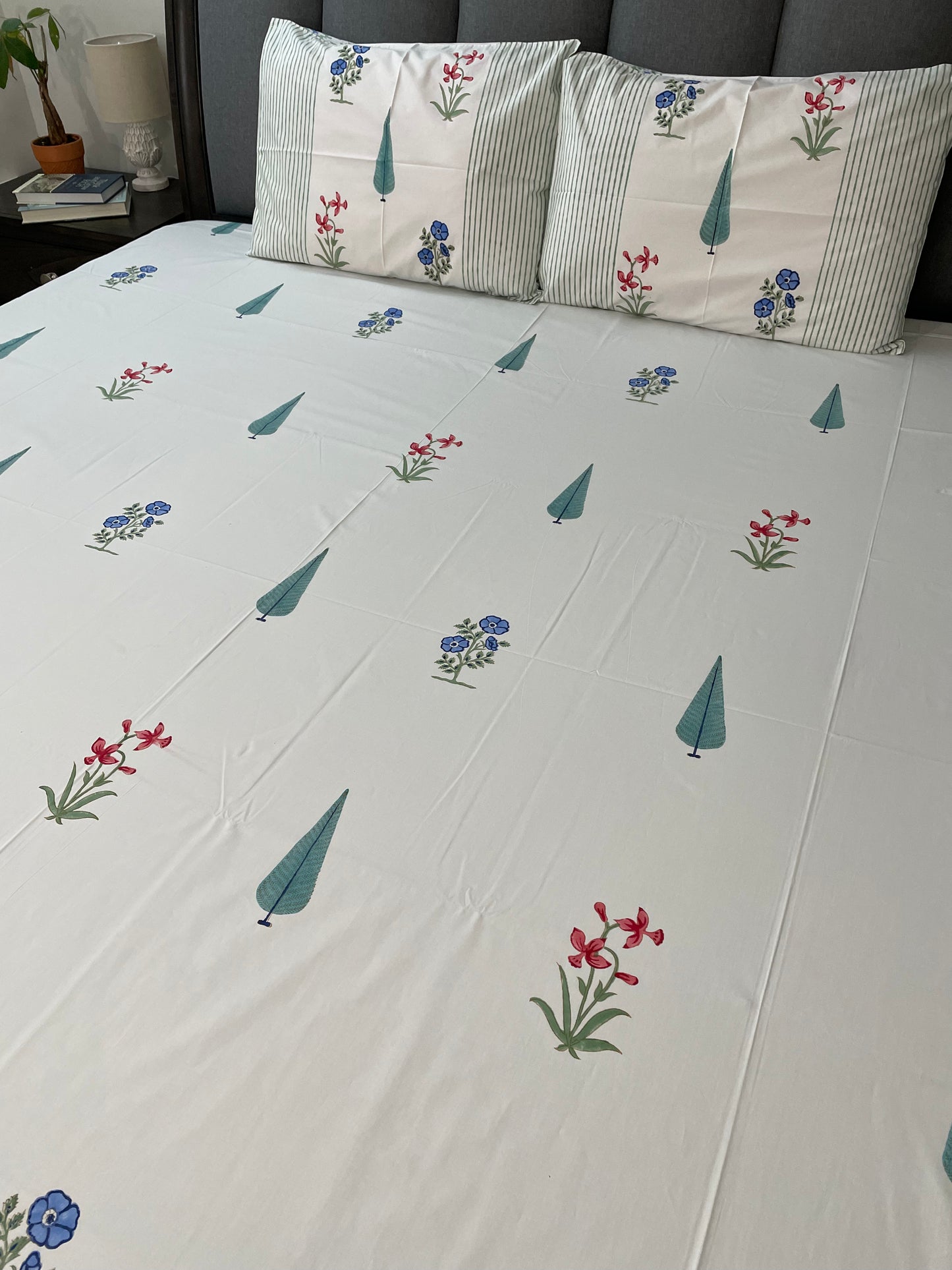 Serene Sanctuary Handblock Printed Cotton Bedsheet