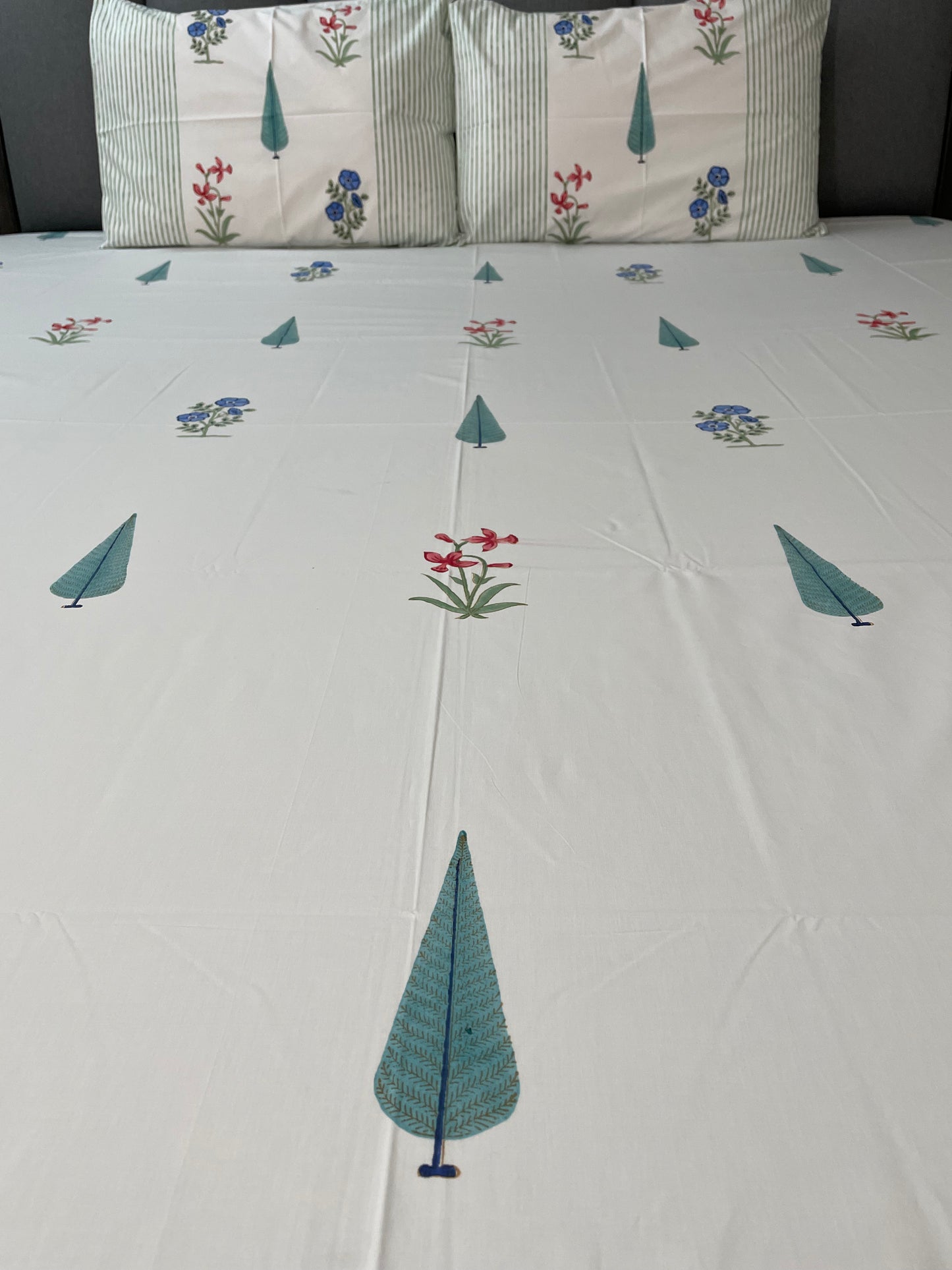 Serene Sanctuary Handblock Printed Cotton Bedsheet
