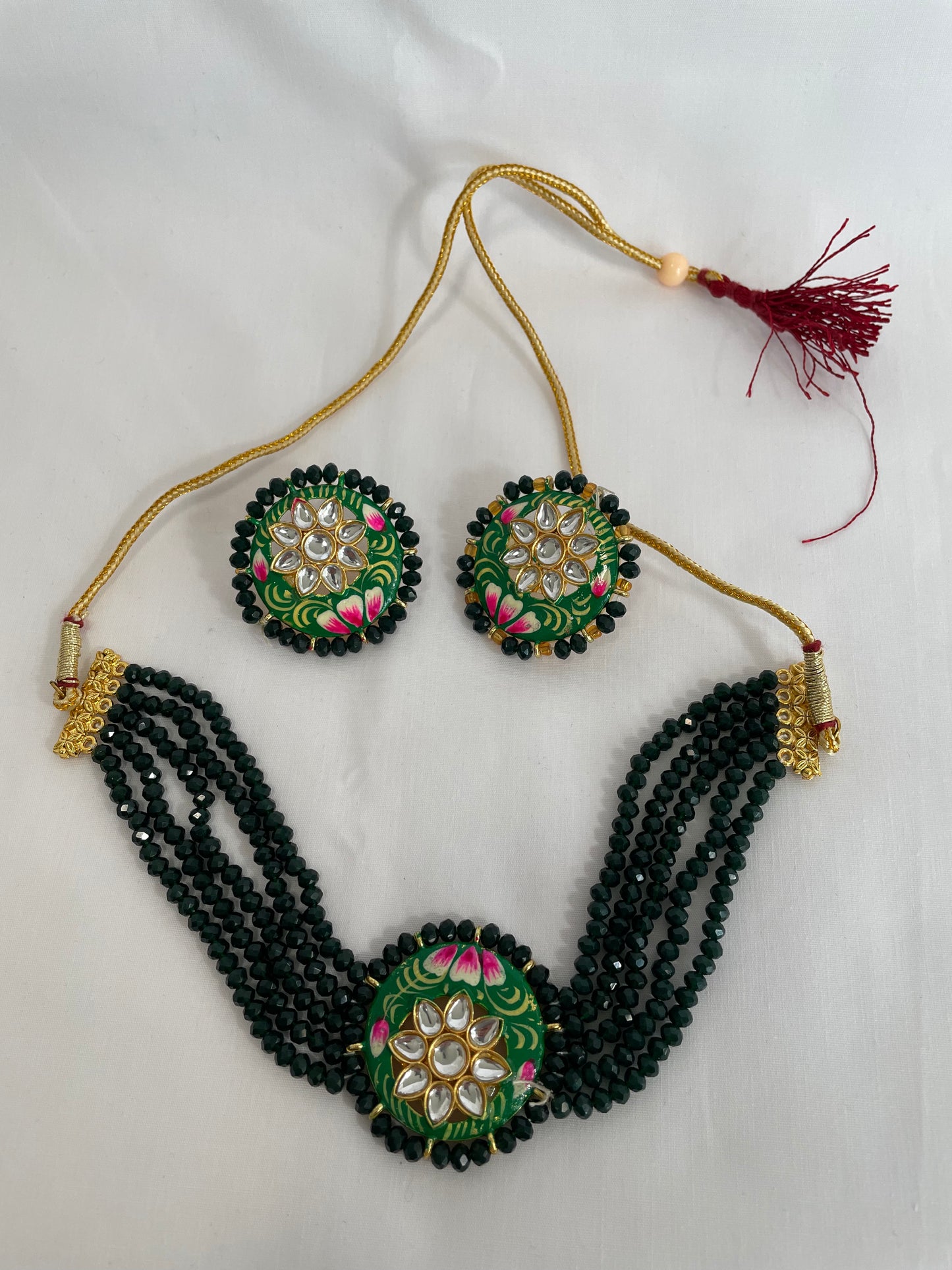 Crystal Short Necklace with Earrings
