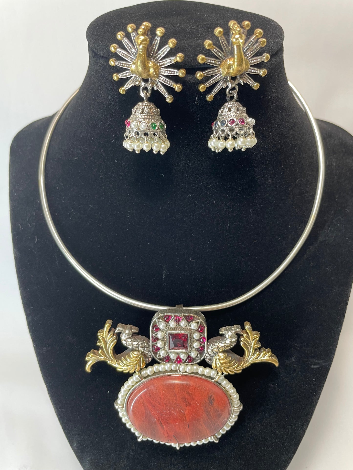 Dancing Peacock Necklace with Earrings