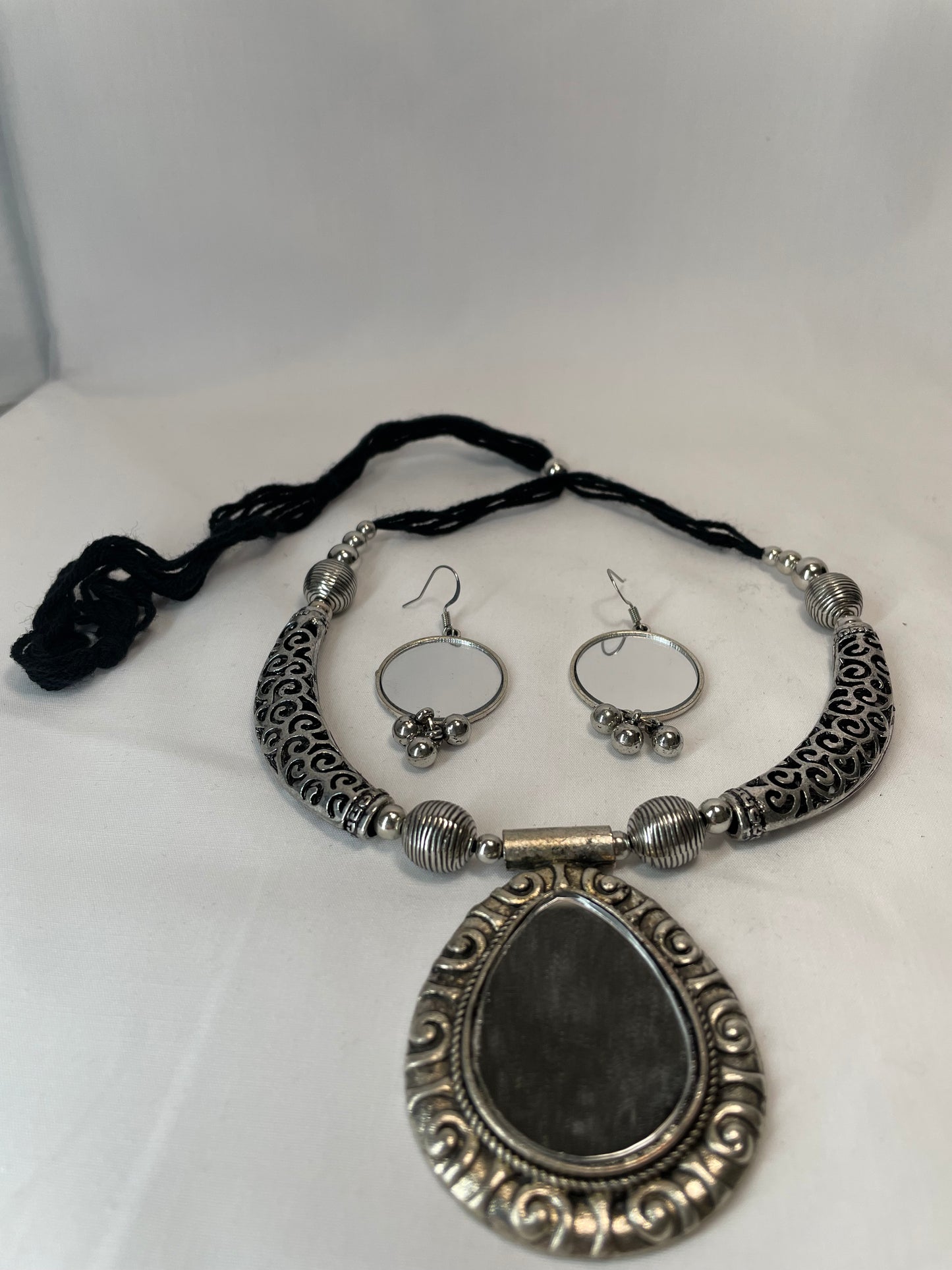 Mirror Necklace with Earrings