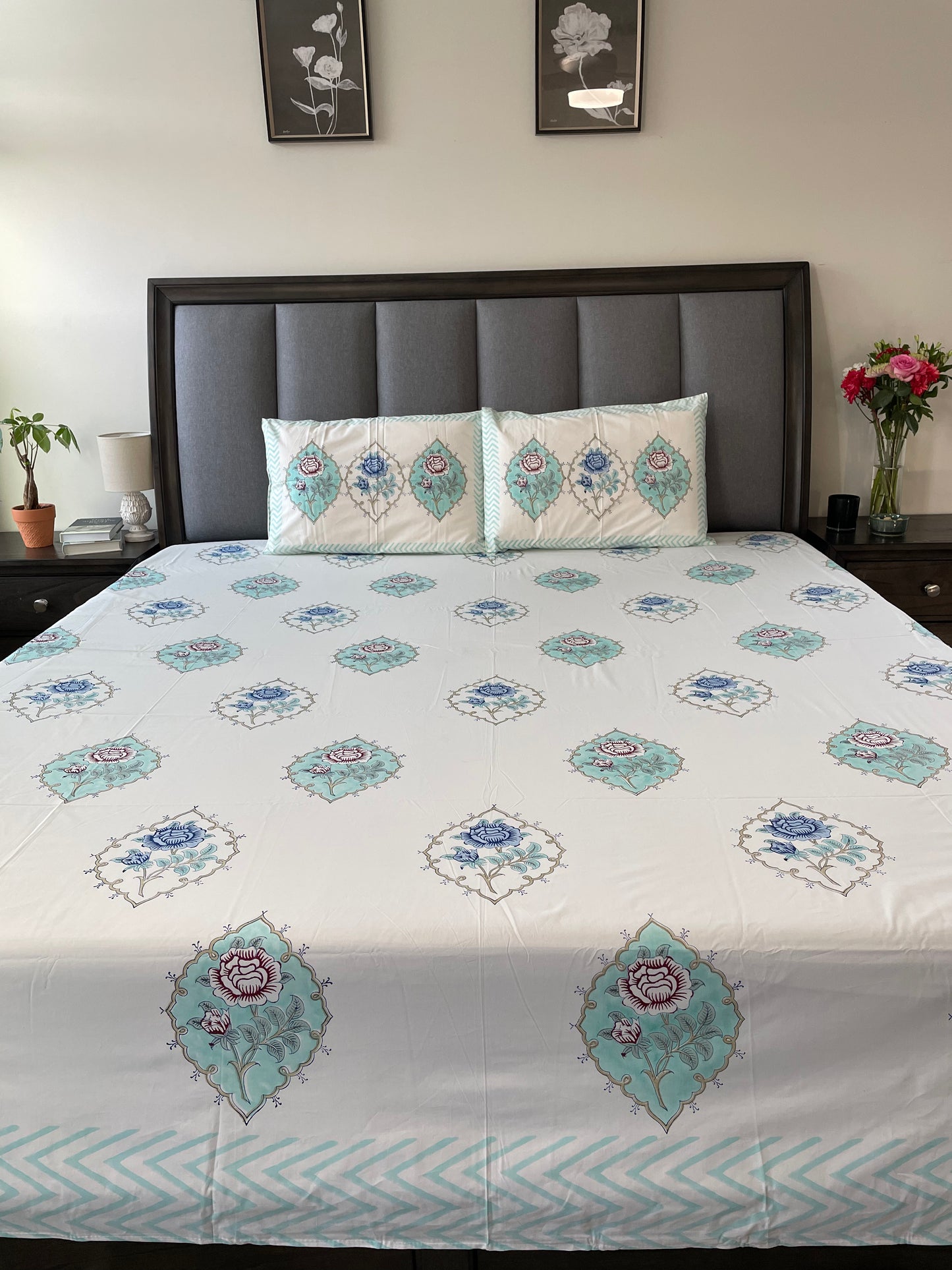 Royal Rose Heritage Handblock Printed Cotton Sheet