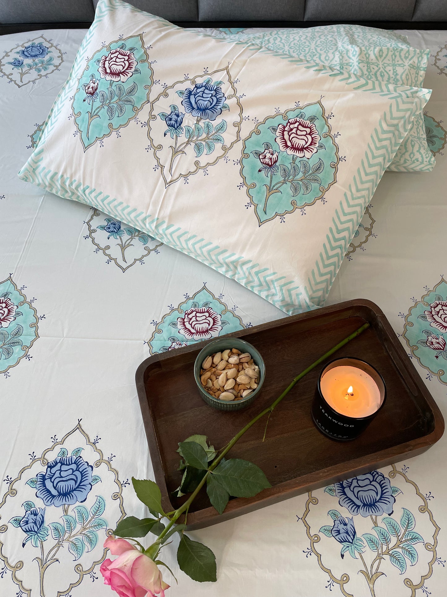 Royal Rose Heritage Handblock Printed Cotton Sheet