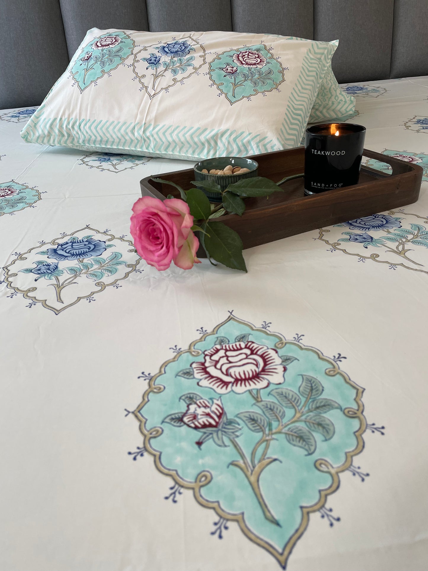 Royal Rose Heritage Handblock Printed Cotton Sheet
