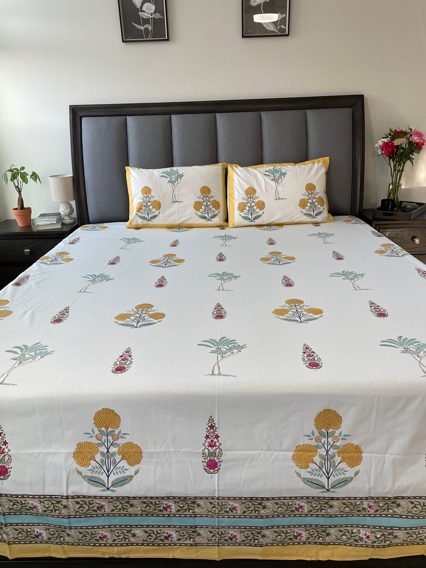 Marigold Dream Handblock Printed Sheet