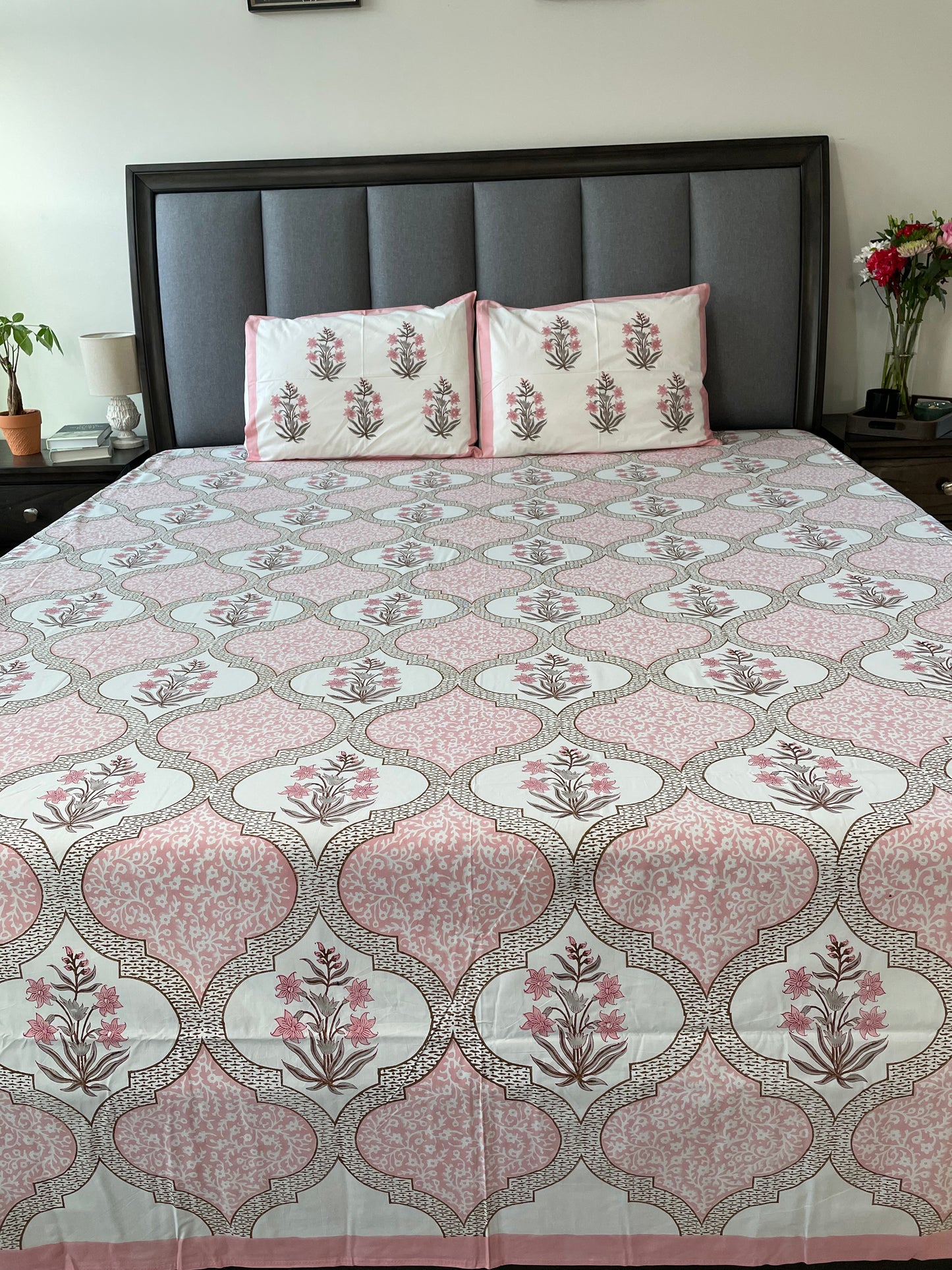 Blushing Bloom Handblock Printed Sheet