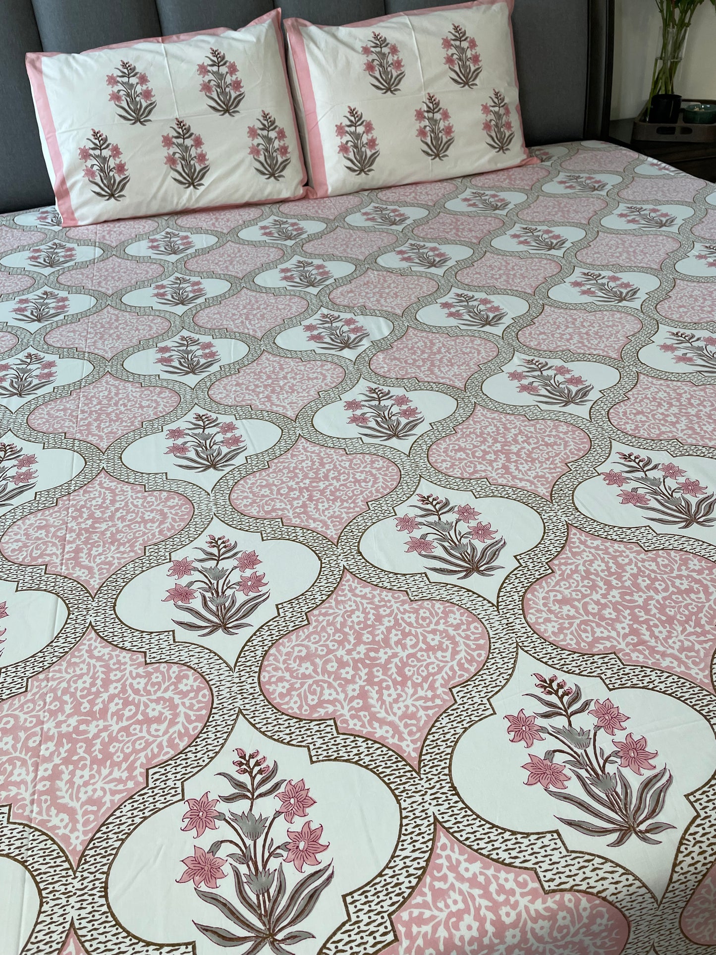 Blushing Bloom Handblock Printed Sheet