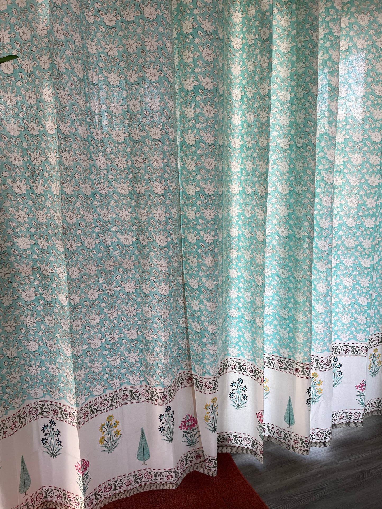 Whispering Winds Hand Block Printed Cotton Curtain (2 Panels)
