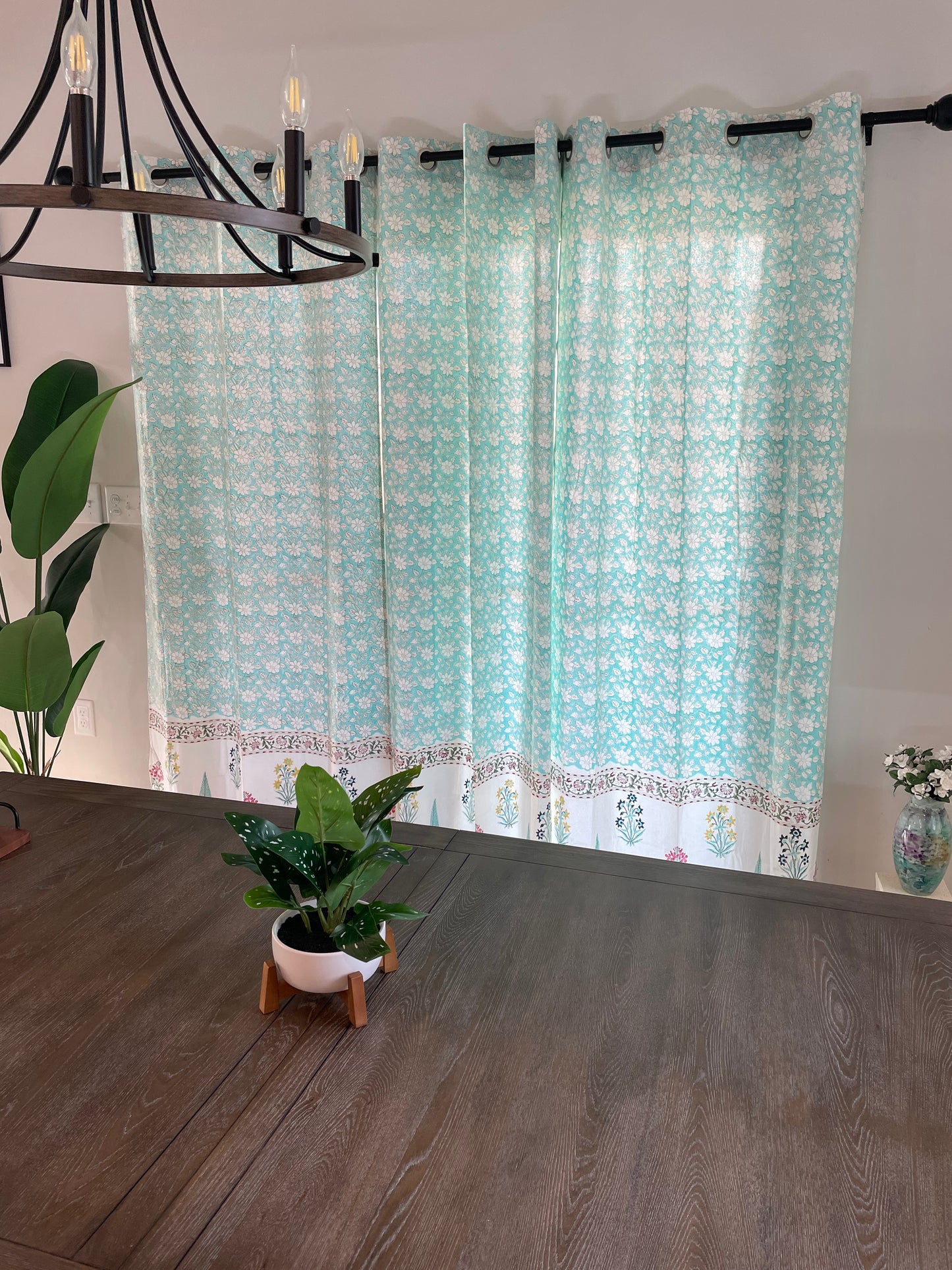 Whispering Winds Hand Block Printed Cotton Curtain (2 Panels)