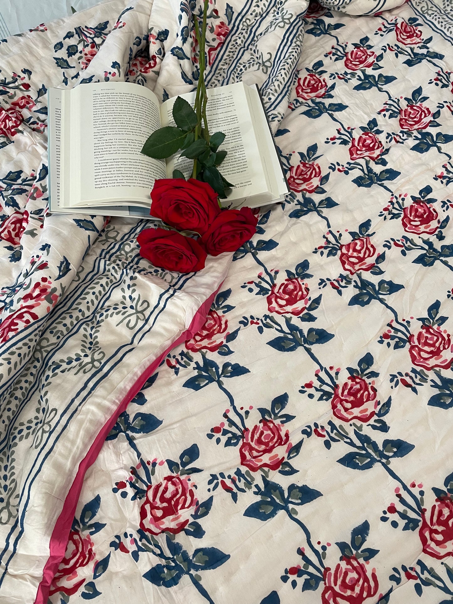 Artisanal Bliss Handblocked and Hand Stitched Reversible Mulmul Cotton Quilt