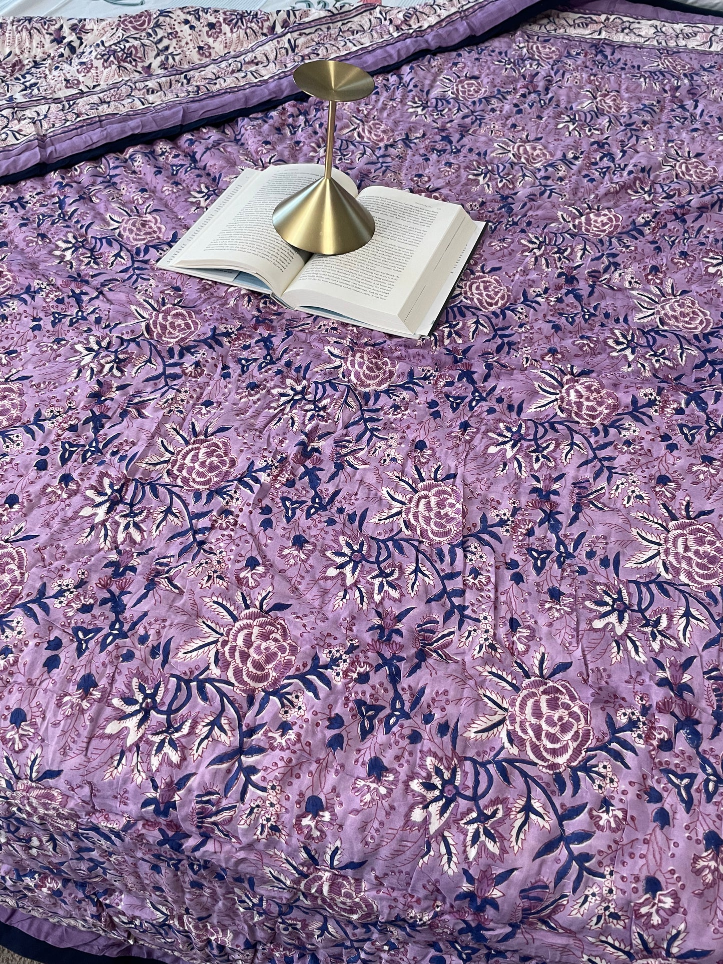Heritage Harmony Handblocked and Hand Stitched Reversible Mulmul Cotton Quilt
