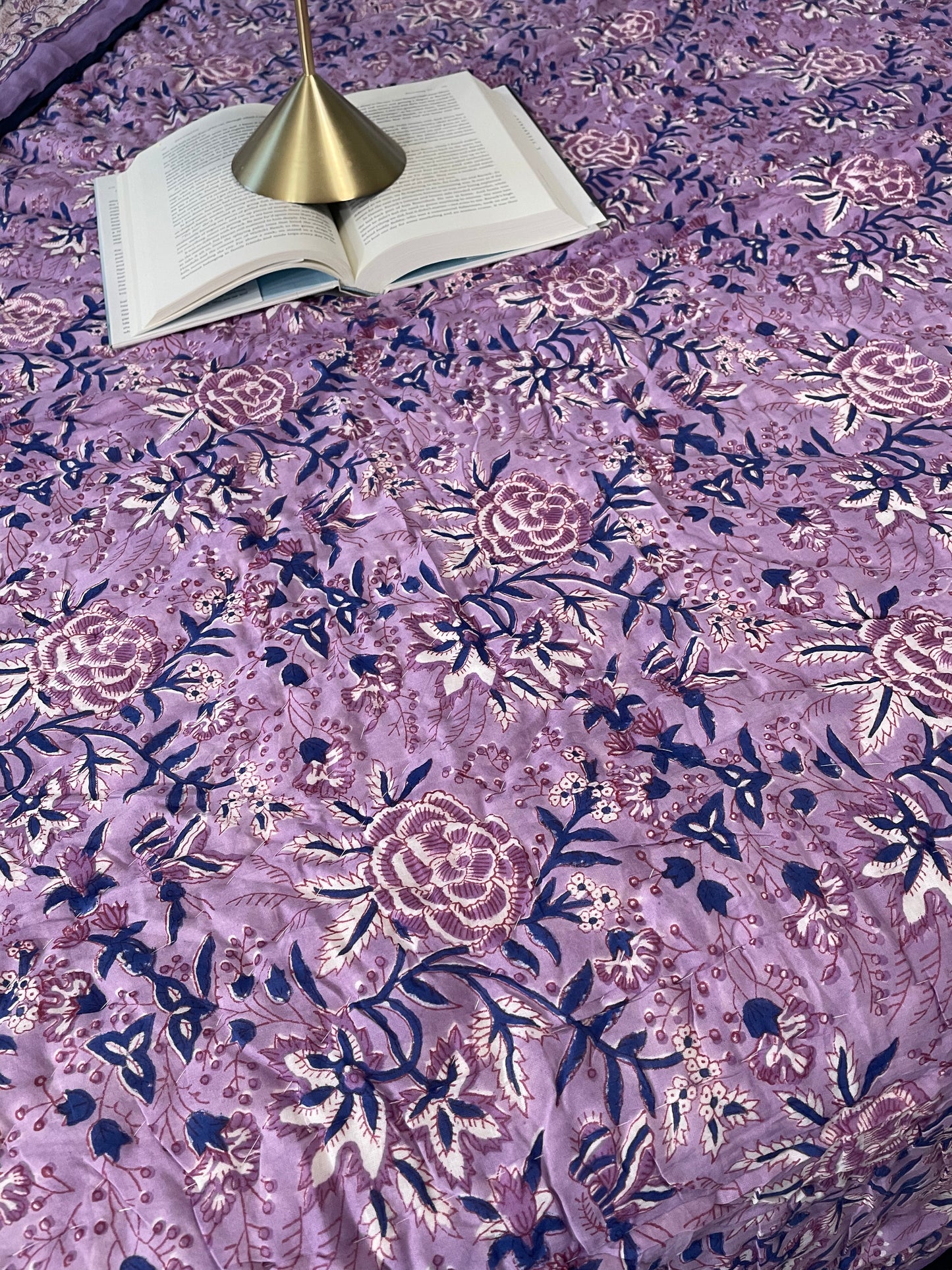 Heritage Harmony Handblocked and Hand Stitched Reversible Mulmul Cotton Quilt