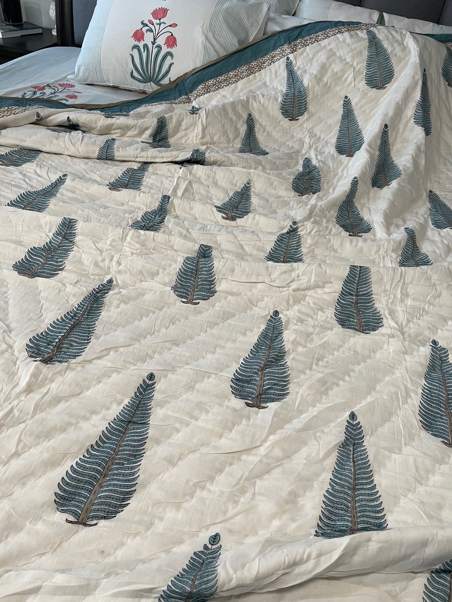 Tranquil Treasures Handblocked and Hand Stitched Reversible Mulmul Cotton Quilt