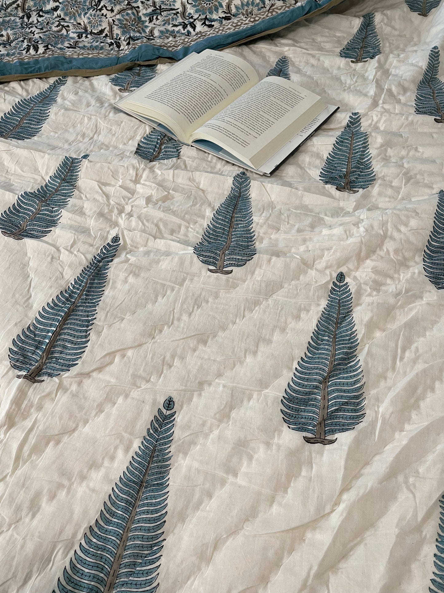 Tranquil Treasures Handblocked and Hand Stitched Reversible Mulmul Cotton Quilt