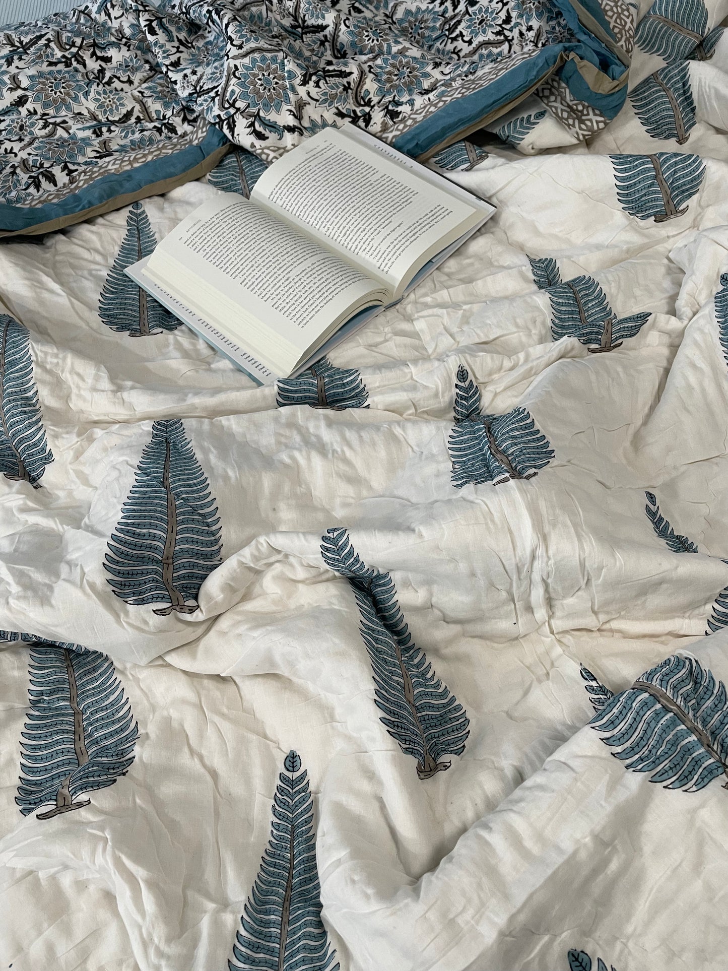 Tranquil Treasures Handblocked and Hand Stitched Reversible Mulmul Cotton Quilt