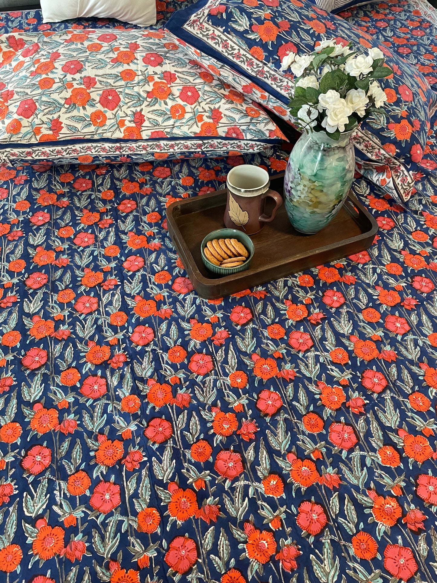 Fiesta Fusion Handblock Printed Cotton Bedsheet