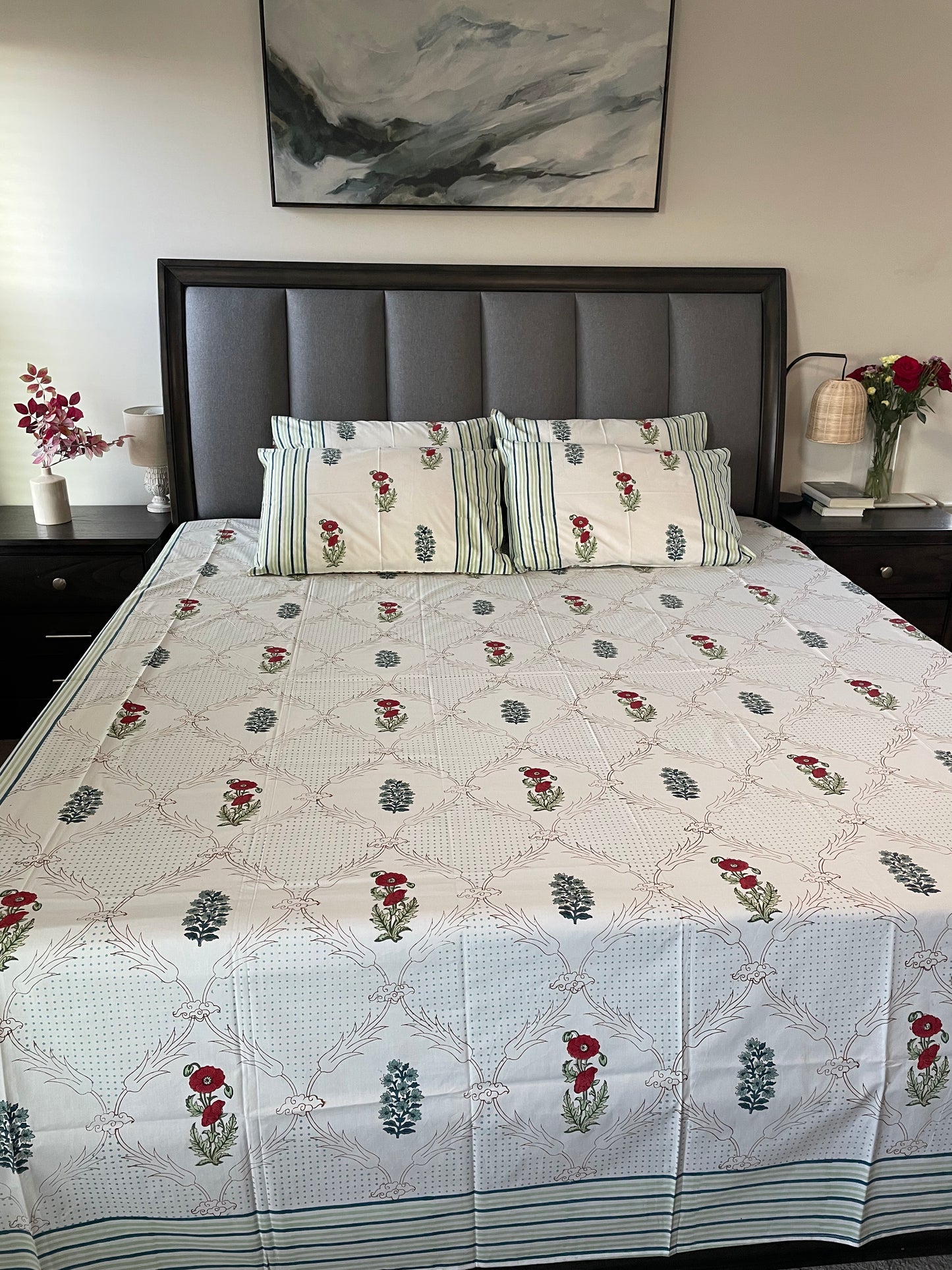 Garden Grove Handblock Printed Cotton Bedsheet