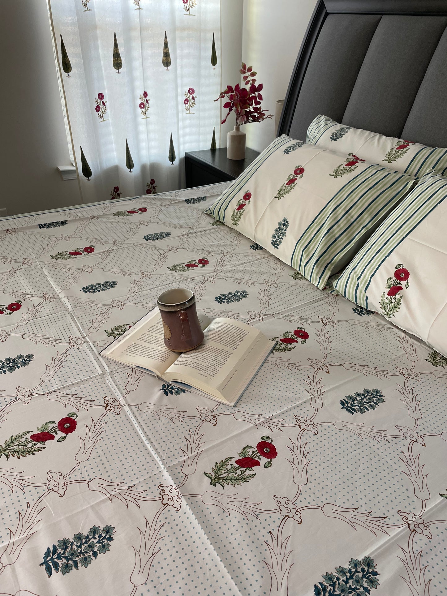 Garden Grove Handblock Printed Cotton Bedsheet