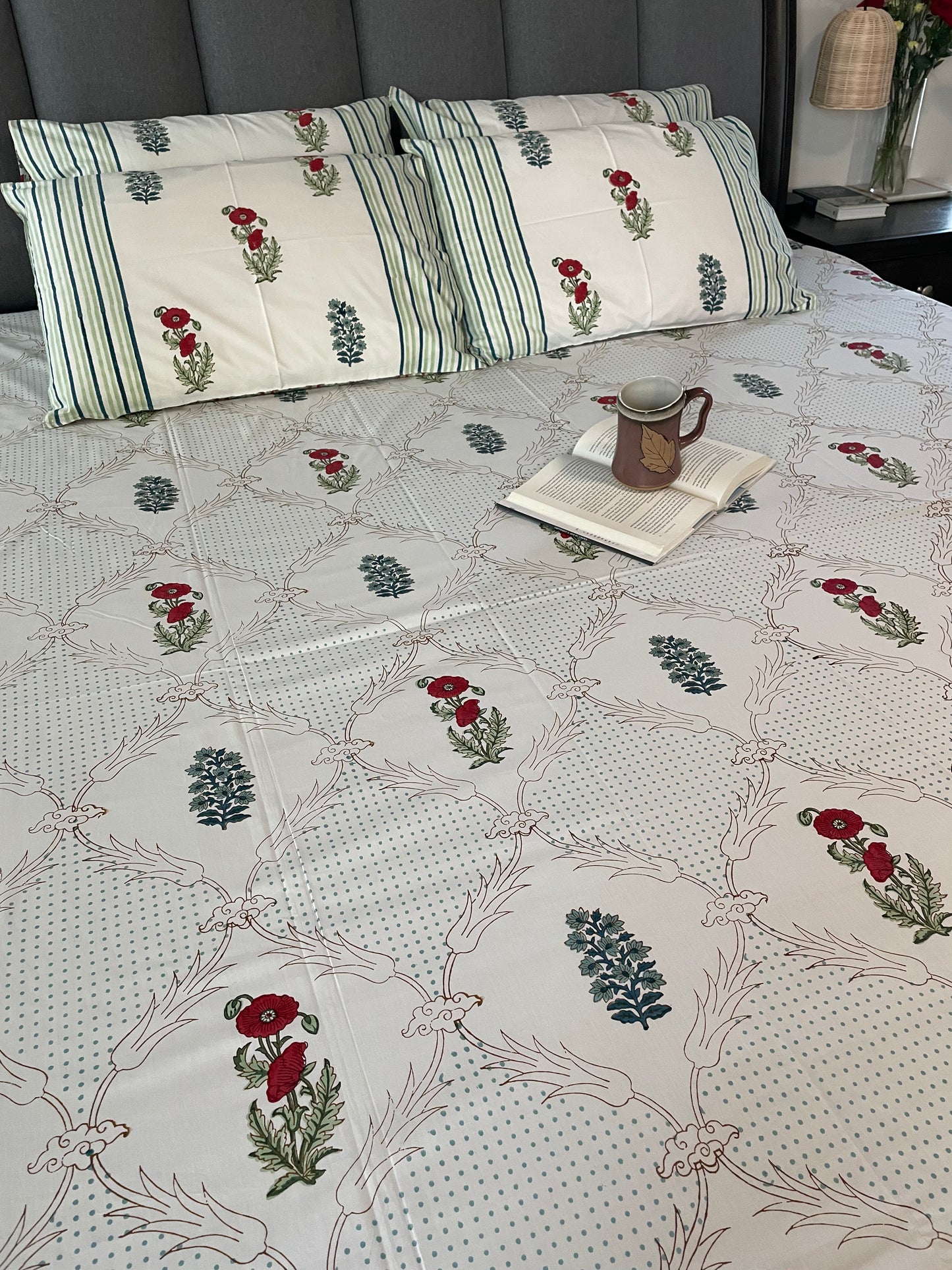 Garden Grove Handblock Printed Cotton Bedsheet