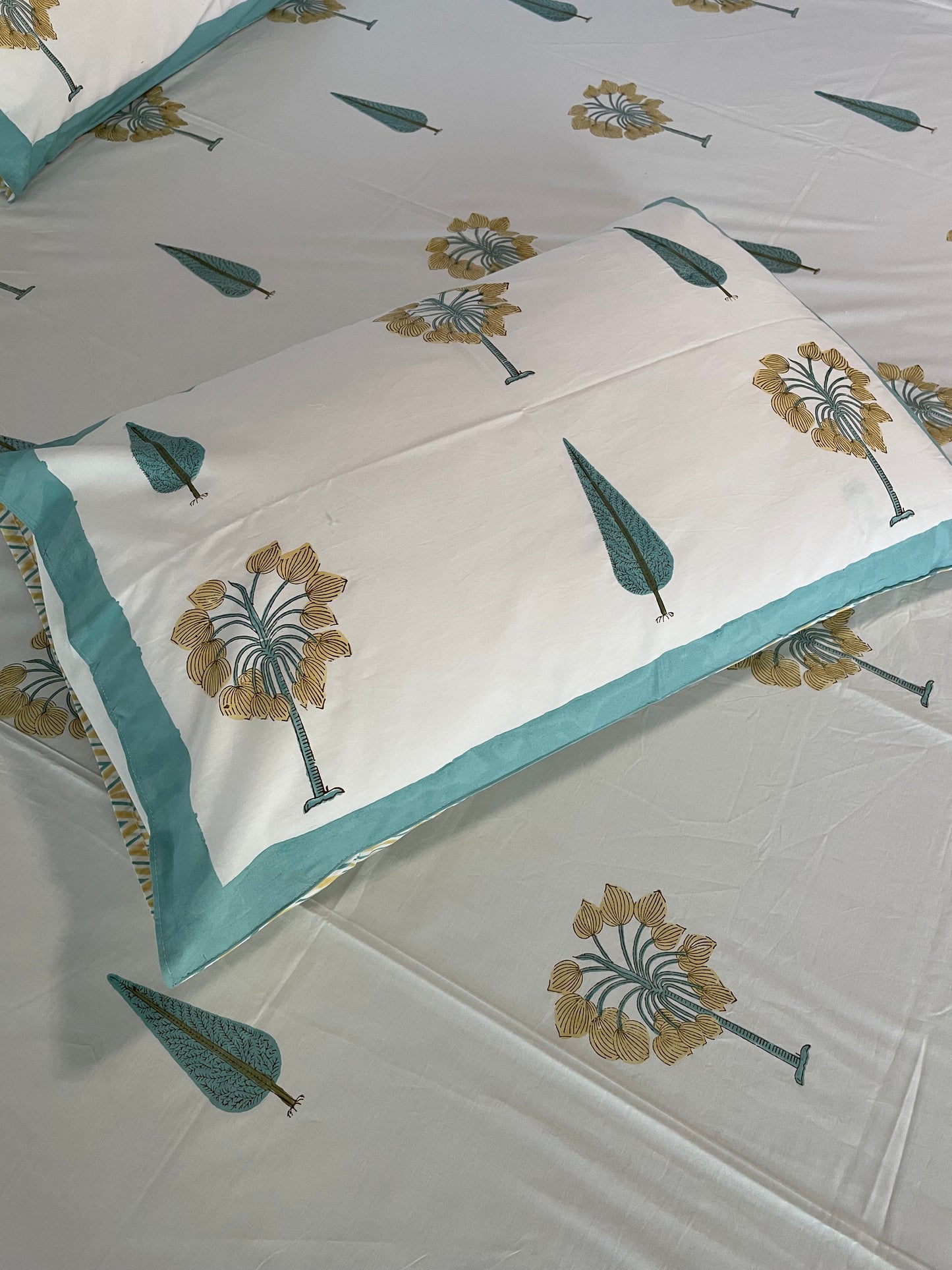 Wildflower Whispers Handblock Printed Cotton Bedsheet
