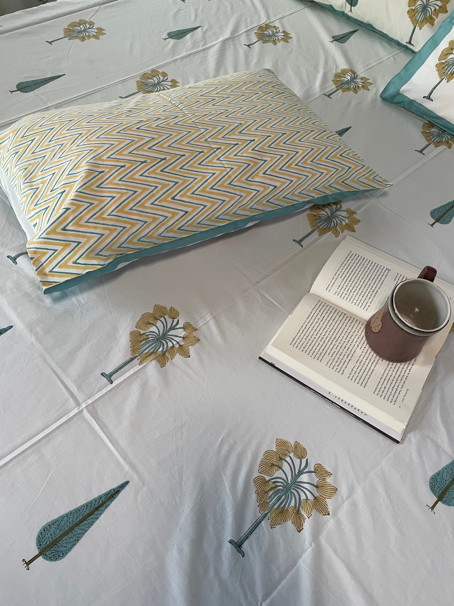 Wildflower Whispers Handblock Printed Cotton Bedsheet