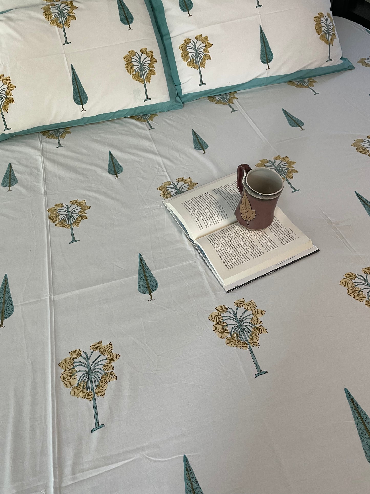 Wildflower Whispers Handblock Printed Cotton Bedsheet