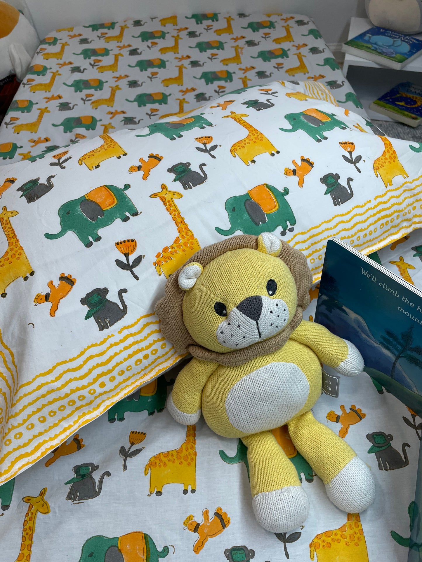 Jungle Friends Handblock Printed Cotton Bedsheet - TWIN