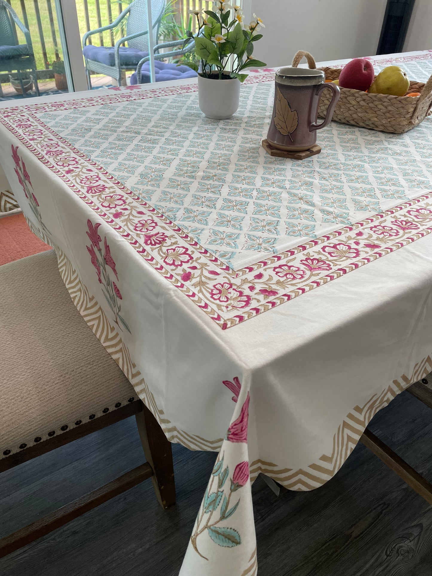 Crafted Elegance Handblock Printed Tablecloth