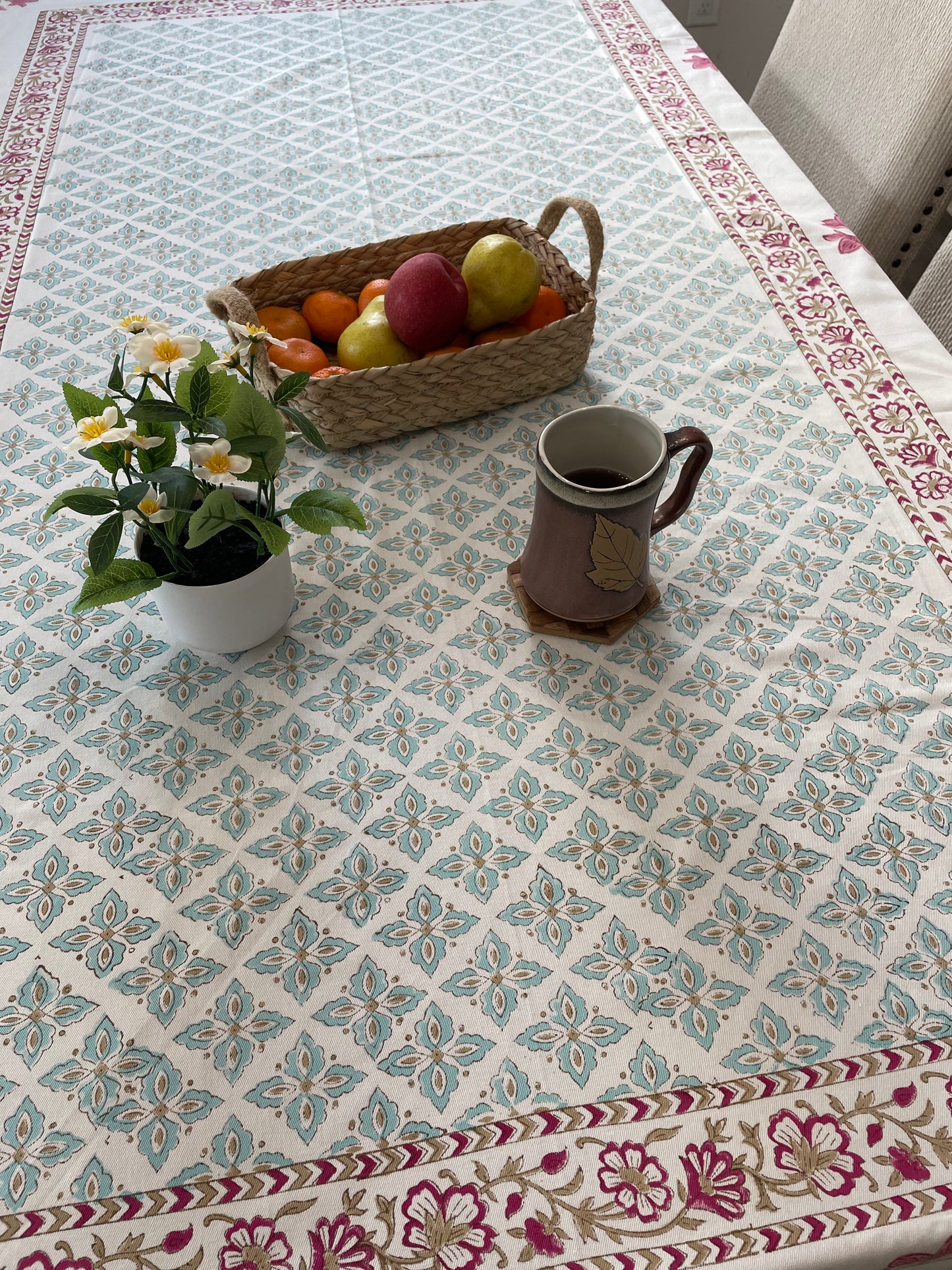 Crafted Elegance Handblock Printed Tablecloth