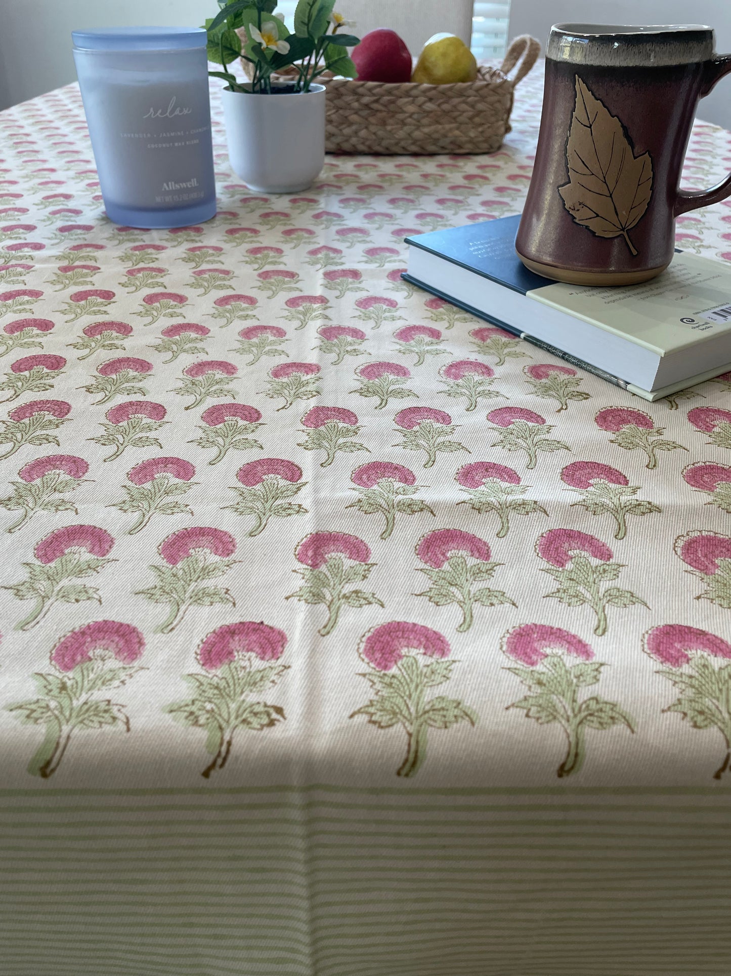 Timeless Florals Handblock Printed Tablecloth