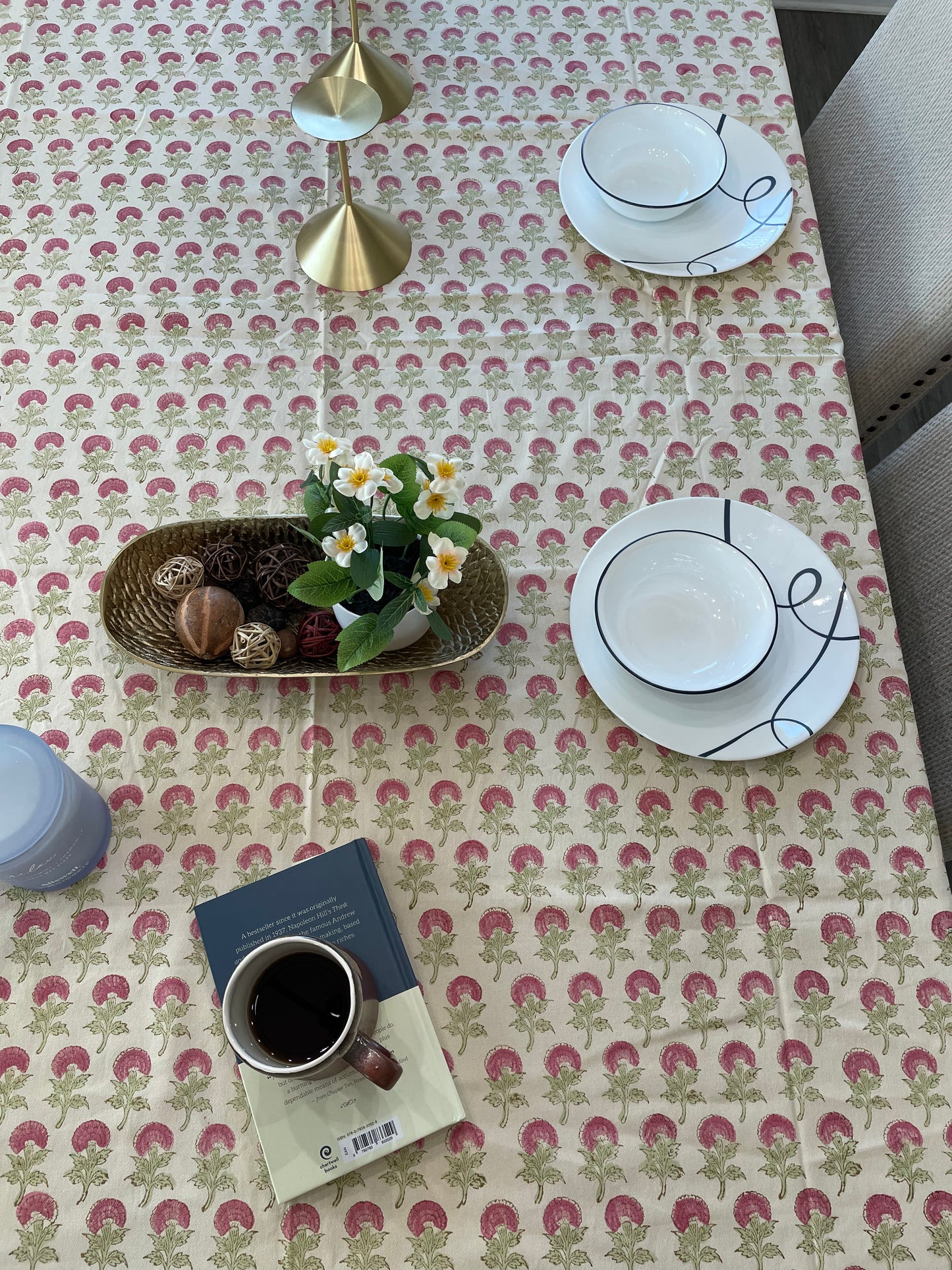 Timeless Florals Handblock Printed Tablecloth