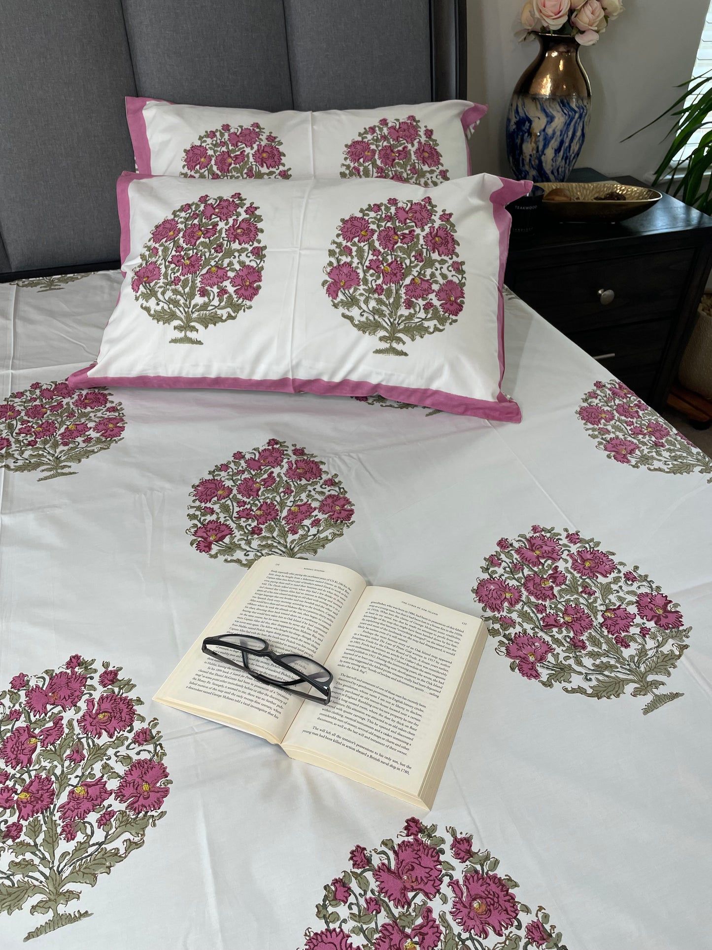 Serene Meadow Handblock Printed Cotton Sheet