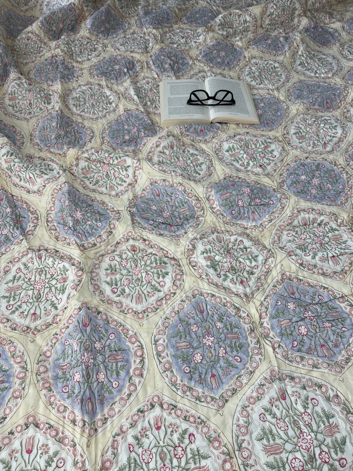 Eternal Patterns Handblocked and Hand Stitched Reversible Mulmul Cotton Quilt
