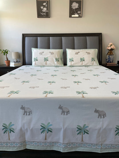 Tropical Retreat Handblock Printed Cotton Bedsheet