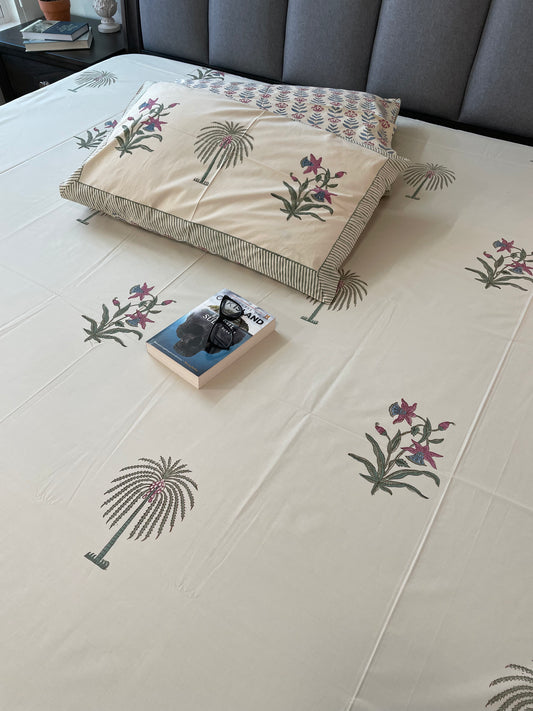 Nature's Canvas Handblock Printed Cotton Bedsheet