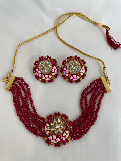 Crystal Short Necklace with Earrings