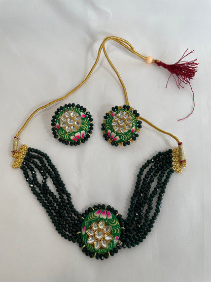 Crystal Short Necklace with Earrings